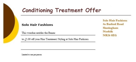 Conditioning Treatment Voucher for Solo Hair Fashions, Sheringham, North Norfolk